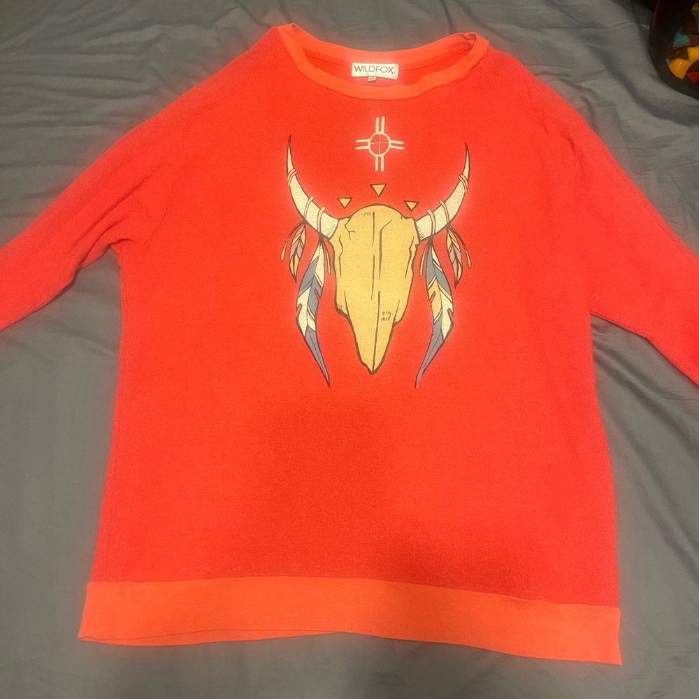 Wildfox oversized sweatshirt. Orange/pink-ish. Size M